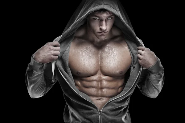 Atletik erkek Fitness modeli gövde gösteren altı bohça abs