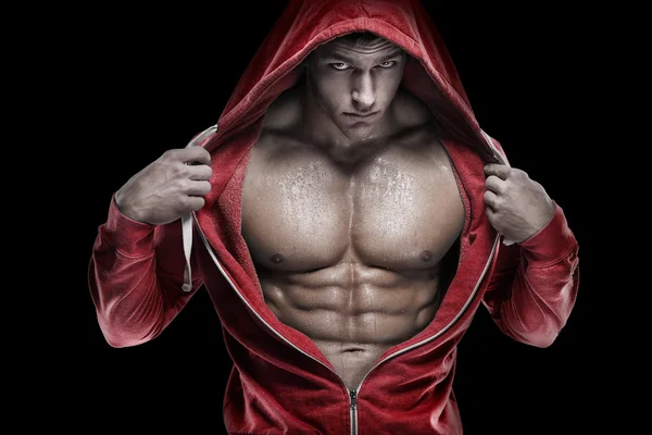 Atletisk Man Fitness modell Torso visar sex-pack abs Stockbild