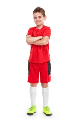 spor giyim içinde duran genç futbolcu