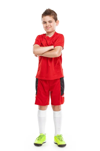 Jovem jogador de futebol de pé em sportswear — Fotografia de Stock