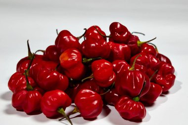 Beyaz arka planda kırmızı kırmızı kırmızı biber