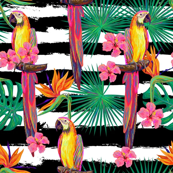 Dżungla wzór z papug — Wektor stockowy
