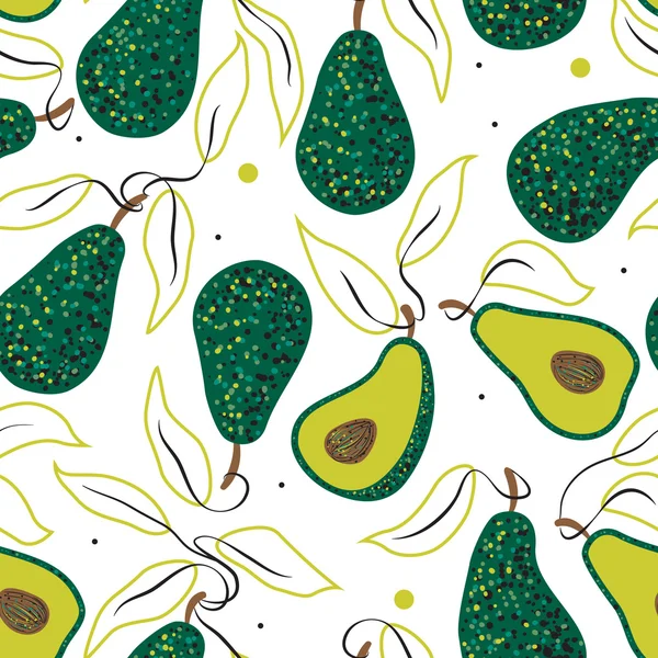 Zomer patten met groene avocado — Stockvector