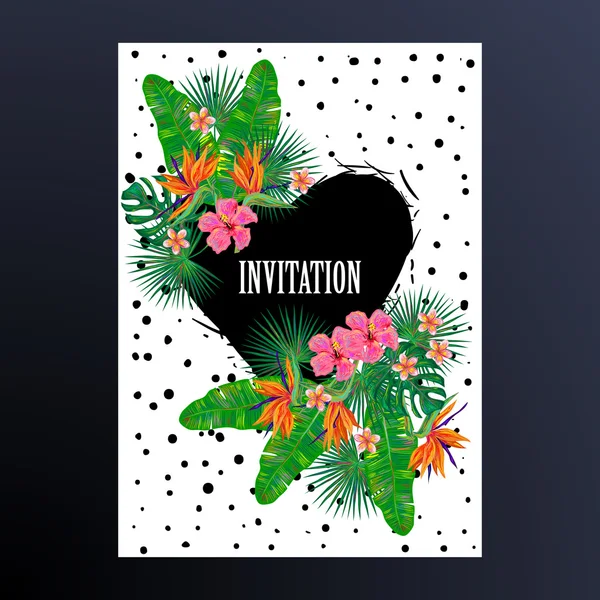 熱帯の花の招待状 — ストックベクタ