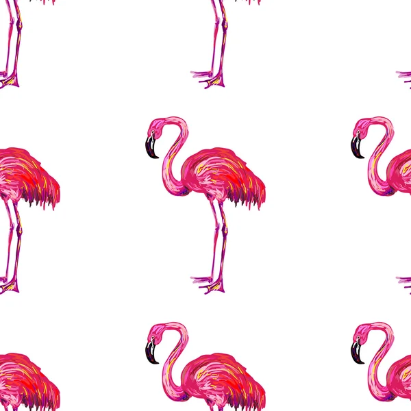 Exotiska rosa Flamingo fåglar set — Stock vektor