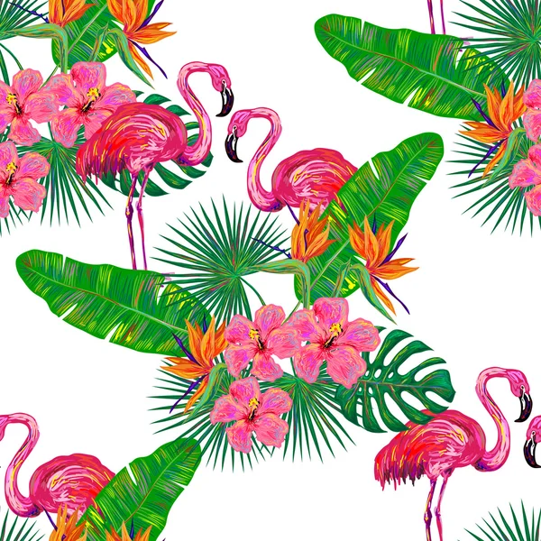 Exotische rosa Flamingos — Stockvektor