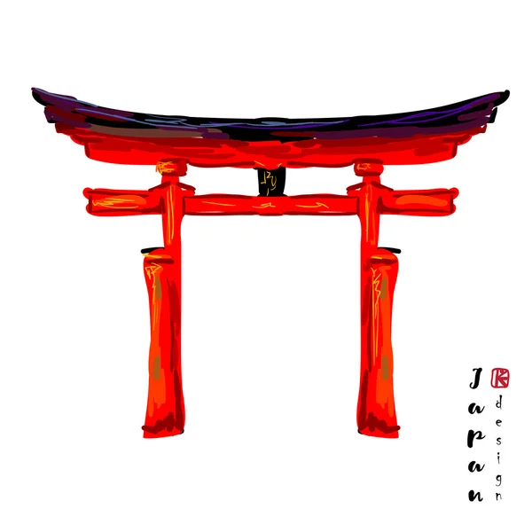 La puerta flotante de Torii — Vector de stock