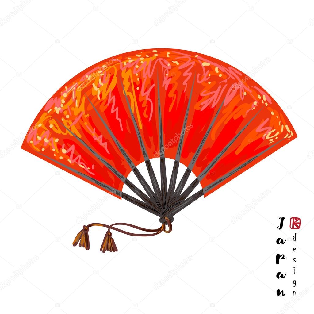 Japanese folding fan sketch Stock Vector Image by ©artskvortsova #108241168