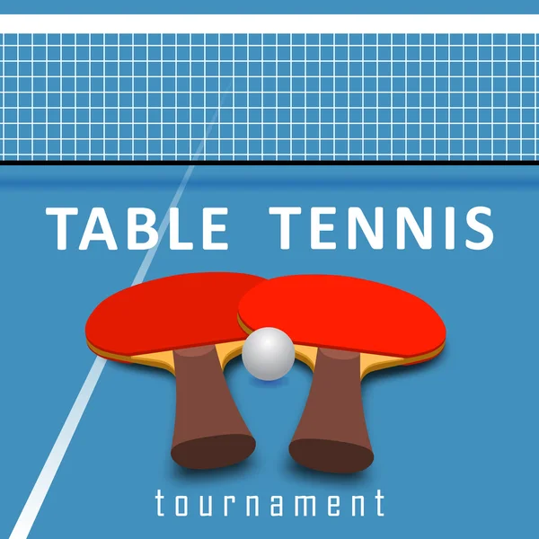 Deux raquettes et une balle sur une table de tennis — Image vectorielle