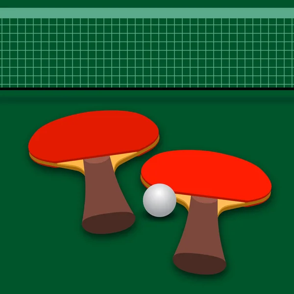 Deux raquettes et une balle sur une table de tennis — Image vectorielle