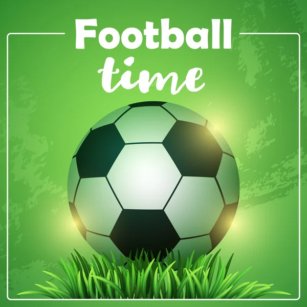 Fotbolls boll. Fotbolls boll. Grönt gräs. Sport design. Dags att spela fotboll — Stock vektor