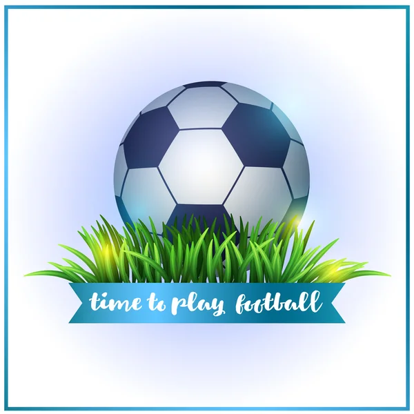 Fotbolls boll. Fotbolls boll. Grönt gräs. Sport design. Dags att spela fotboll — Stock vektor