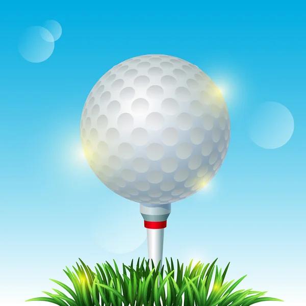 Golfball auf weißem Tee und grünem Gras — Stockvektor