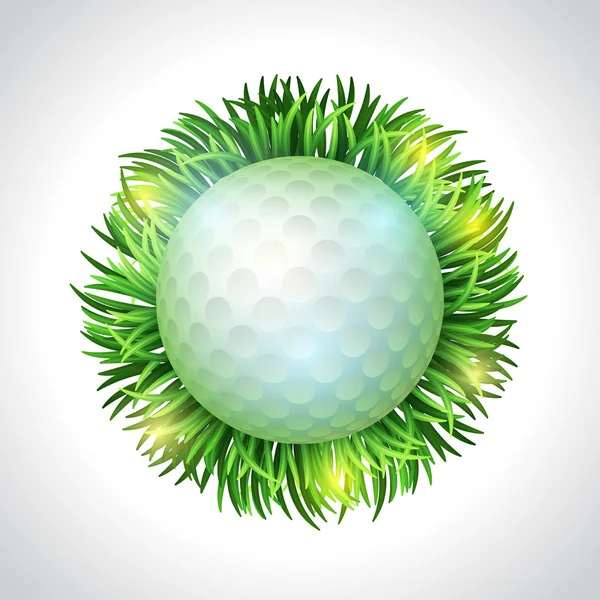 Golfball auf weißem Tee und grünem Gras — Stockvektor