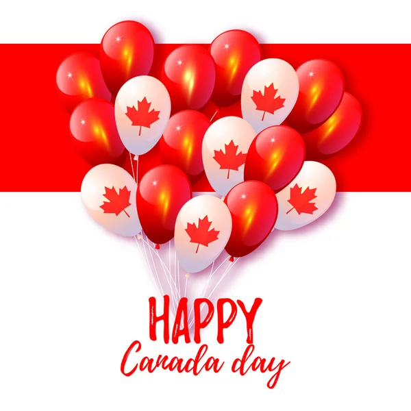 Día de Canadá. Fondo con globos en colores nacionales de la C — Vector de stock