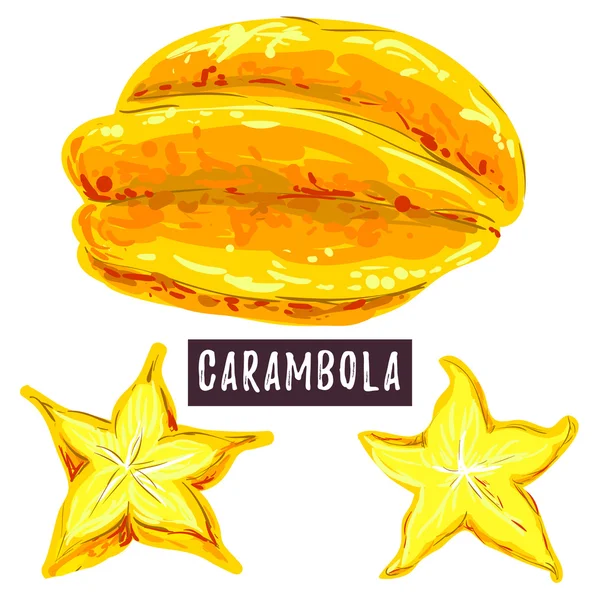 Carambola fresca o Starfruit — Vector de stock