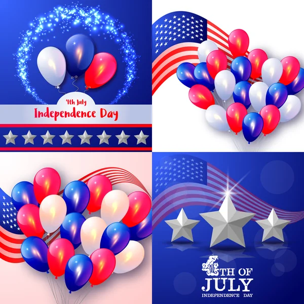 Ilustração para o Dia da Independência de 4 de Julho na Bandeira Americana c — Vetor de Stock
