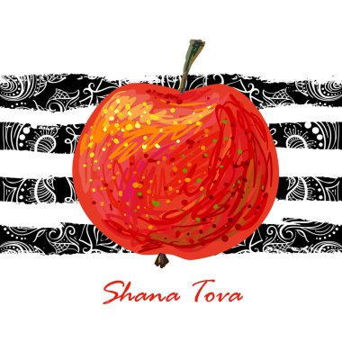 Kırmızı elma ile tebrik kartı