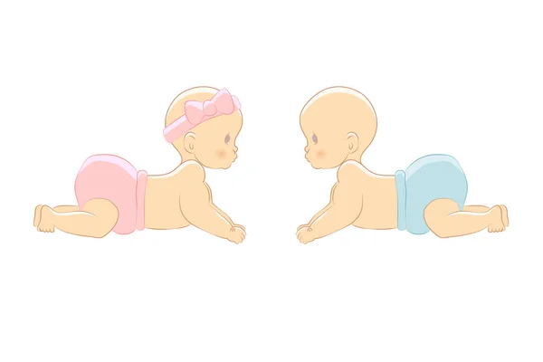 Het Een Jongen Het Een Meisje Babydouche Baby Jongen Meisje — Stockvector