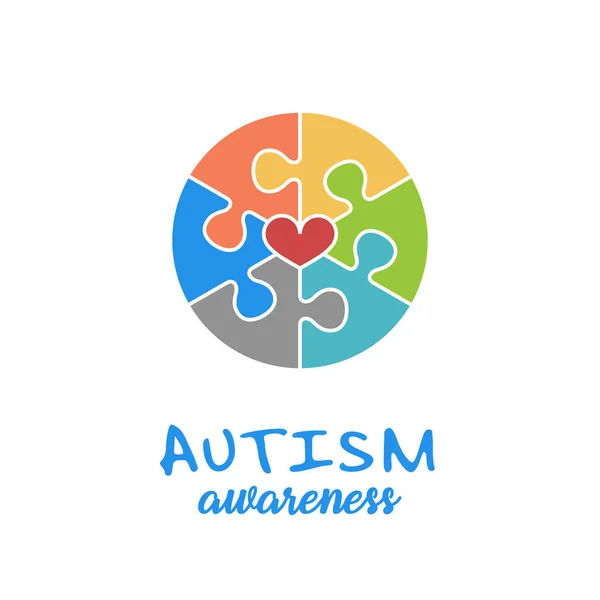 Journée Mondiale Sensibilisation Autisme Cercle Coloré Signe Vectoriel Conception Puzzle — Image vectorielle