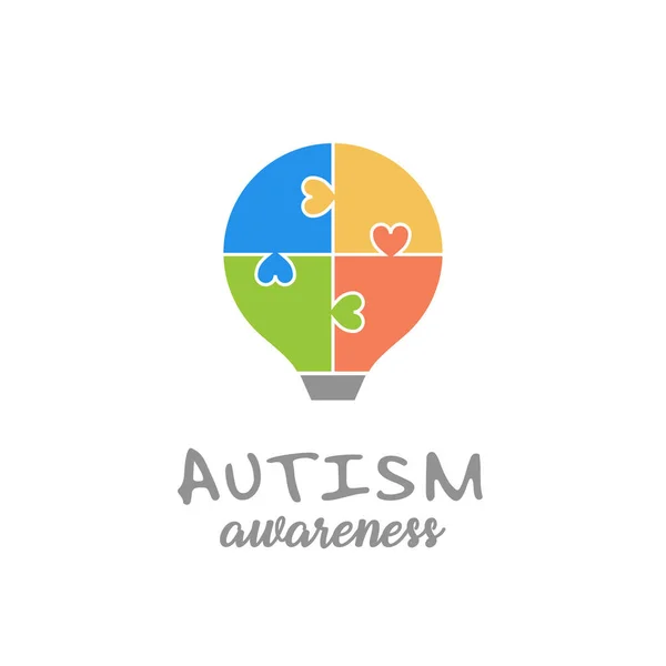 自閉症の意識の日 世界の自閉症意識の日 カラフルなパズルベクトルデザイン 自閉症の象徴 医療用フラットイラスト 健康管理 熱気球 — ストックベクタ