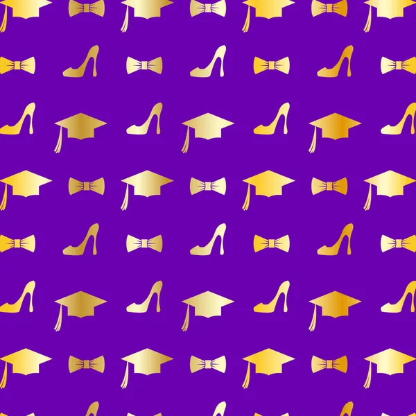 Shoe Mortarboard Tie Pattern Background Banners Flyers Greetings Invitations Business — Stockový vektor