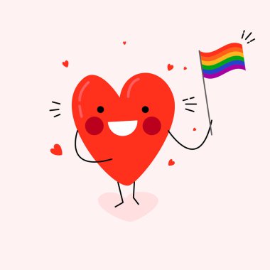 Sevgililer Günün kutlu olsun, LGBT hakları için aşk, kalp, gökkuşağı bayrağı. Sevimli tek kalp LGBT hakları, Gurur LGBT kalp ikonu, lezbiyen gey biseksüel transseksüel aşk sembolü