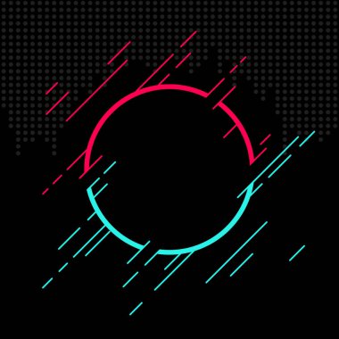 Soyut arıza TikTok arka planı. Vektör çizimi. Soyut arkaplan. Işık. Gelecekçi mavi çerçeve vektörü siyah arkaplan kontrast renk sınır dijital dinamik zarif. TikTok, tik tok