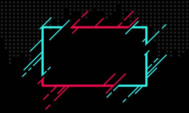 Soyut arıza TikTok arka planı. Vektör çizimi. Soyut arkaplan. Işık. Gelecekçi mavi çerçeve vektörü siyah arkaplan kontrast renk sınır dijital dinamik zarif. TikTok, tik tok