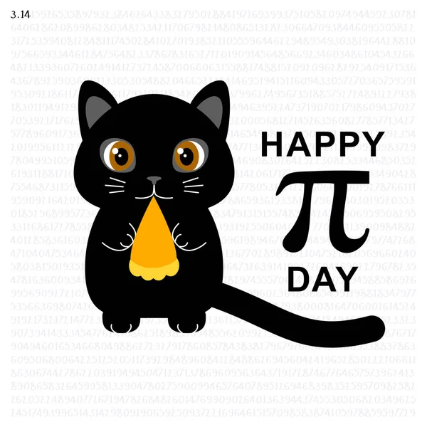 Днем Чорний Милий Кіт Пиріг Векторна Ілюстрація Святкування Дня Номера — стоковий вектор