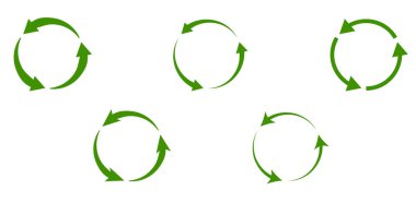 Vektör simgelerinin geri dönüşümü bio-kullanım paket şablonları. Yeşil ekolojik geri dönüşüm oku yeşil dairede. Yeşil daire oku, biyolojik geri dönüşüm işaretini tekrar kullan. Geri dönüşüm, geri dönüşümlü plastik ücretsiz paket şablonu