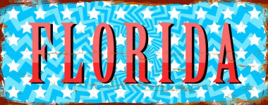 Florida Eyaleti - ABD. Antika paslı metal işaret vektör çizimi. Grunge biçiminde vektör durumu