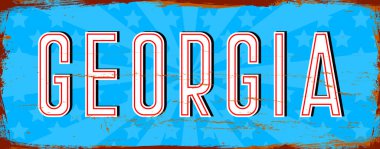 Georgia Eyaleti - ABD. Antika paslı metal işaret vektör çizimi. Grunge biçiminde vektör durumu