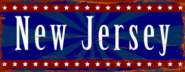 New Jersey Eyaleti - ABD. Antika paslı metal işaret vektör çizimi. Grunge biçiminde vektör durumu