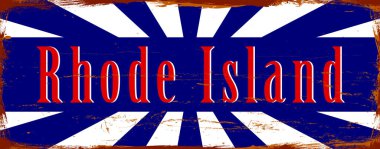 Rhode Island Eyaleti - ABD. Antika paslı metal işaret vektör çizimi. Grunge biçiminde vektör durumu