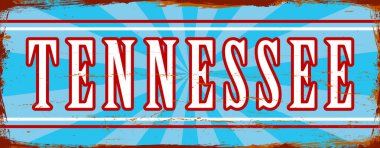 Tennessee Eyaleti - ABD. Antika paslı metal işaret vektör çizimi. Grunge biçiminde vektör durumu