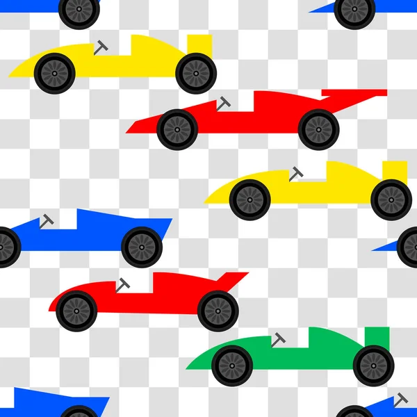 Płynny Wzór Ręcznie Rysowane Samochody Wyścigowe Retro Ilustracja Wektora Kreskówki — Wektor stockowy