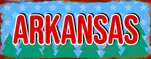 Arkansas Eyaleti - ABD. Antika paslı metal işaret vektör çizimi. Grunge biçiminde vektör durumu