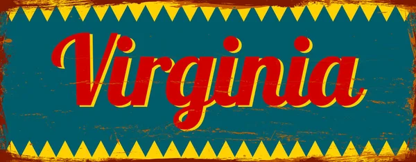 バージニア州 アメリカ ヴィンテージラスティメタルサインベクトルイラスト グランジスタイルのベクトル状態 — ストックベクタ