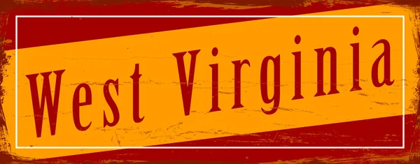 ウェストバージニア州 アメリカ合衆国 ヴィンテージラスティメタルサインベクトルイラスト グランジスタイルのベクトル状態 — ストックベクタ