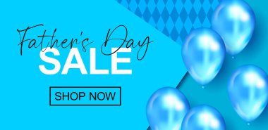 Babalar Günü posteri, afiş şablonu. Babam için tanıtım ve alışveriş şablonu. Mavi arka plan. Aşk için satış baba. Vektör illüstrasyonu