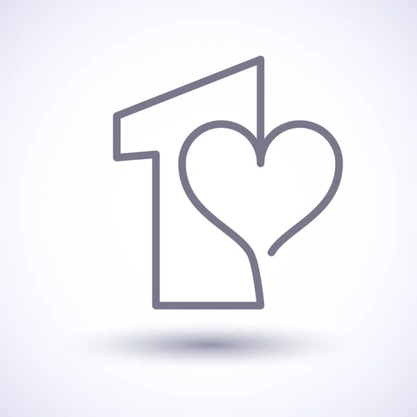 Σχέδιο Νούμερο Ένα Καρδιά Πρώτη Θέση Και Καρδιά — Διανυσματικό Αρχείο