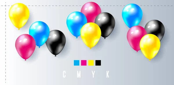 Cmyk Χρώματα Πρότυπο Διανυσματική Απεικόνιση Μπαλόνια — Διανυσματικό Αρχείο