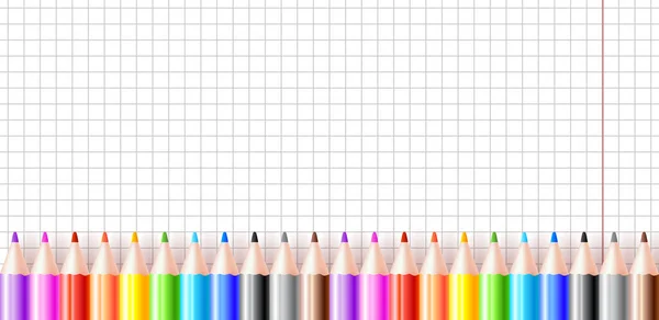 Colorful Wooden Pencils Isolated White Background Panoramic Background Back School — Stock Vector