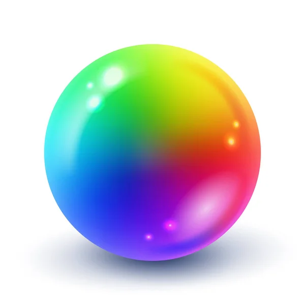 鮮やかなカラフルな虹のボールベクトルイラスト 白い背景に虹の3D球体イラスト 白い背景にカラフルな球 ベクトル多色光沢ボール — ストックベクタ