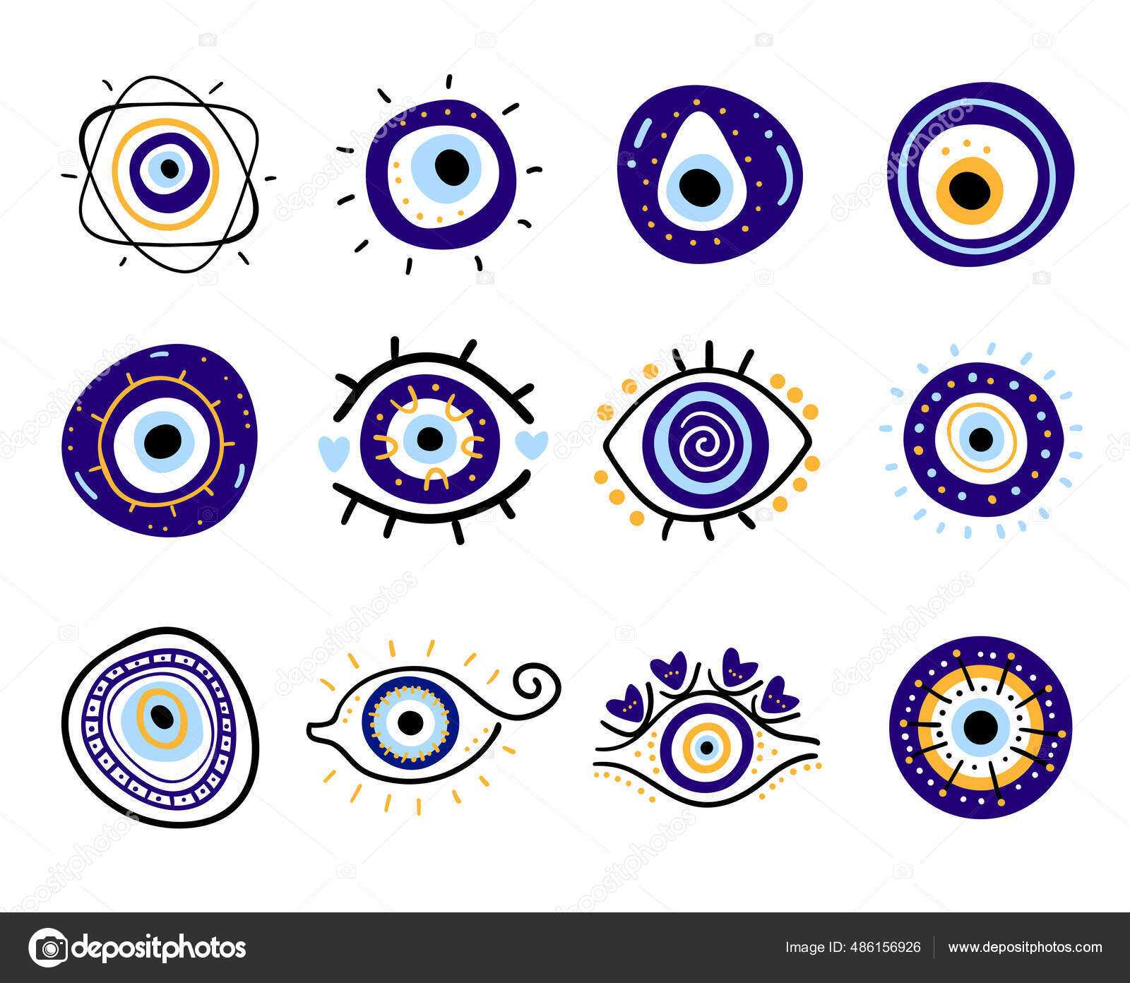 Das Griechische Böse Auge Als Symbol Des Schutzes Amulett Symbol  Stock-Vektorgrafik von ©artskvortsova 486156926