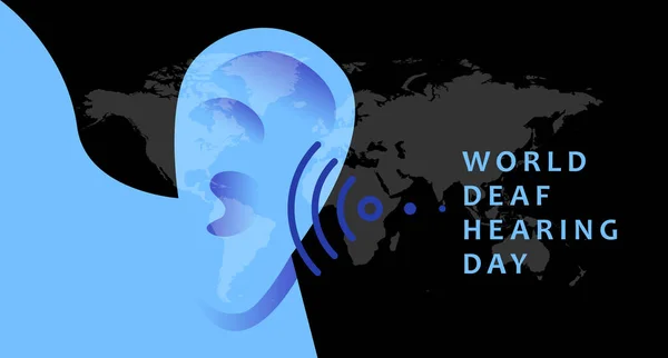 Παγκόσμια Ημέρα Ακοής Κωφών Απεικόνιση Διανύσματος Υποβάθρου Αυτί Και Ήχος — Διανυσματικό Αρχείο