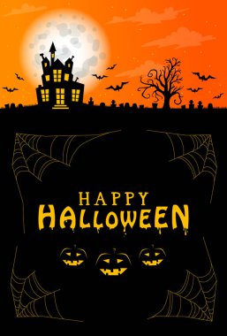 Balkabağı Cadılar Bayramı konsepti. Balkabağı gülümsemesi. Cadılar Bayramı balkabağı kafalı Jack Lantern. Ürkütücü ve komik parlayan surat. Cadılar Bayramı indirimi, afiş, poster, geçmiş