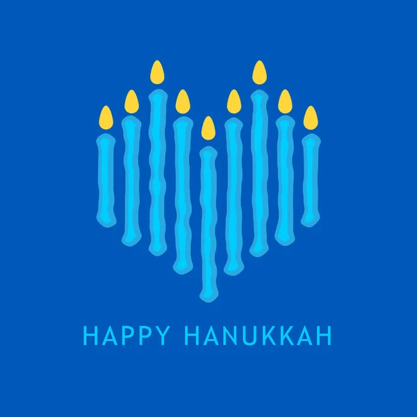 Candeles Azules Hanukkah Forma Corazón Feliz Hanukkah Vector Ilustración — Archivo Imágenes Vectoriales