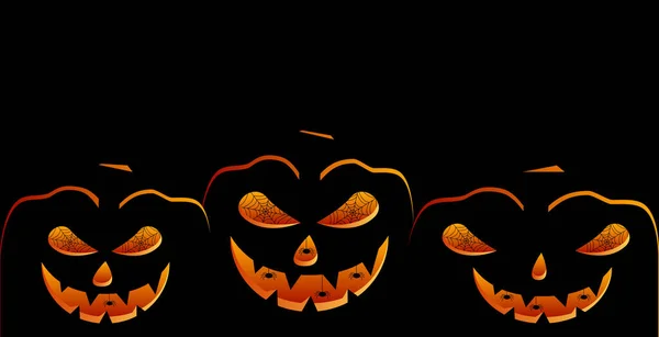 カボチャハロウィンのコンセプト カボチャの感情の笑顔 ハロウィンカボチャの頭ジャックランタン 怖いと面白い輝く顔 ハロウィンセール バナー ポスター — ストックベクタ
